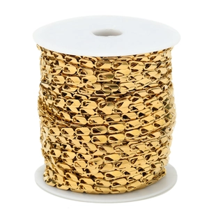 Double-layered gold hollow chain on white spool for DIY necklace and jewelry making