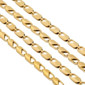 Stainless Steel Hollow Stamped Chain DIY Necklace Bracelet Jewelry Accessory Vacuum Plating Geometric Flat Link Chain