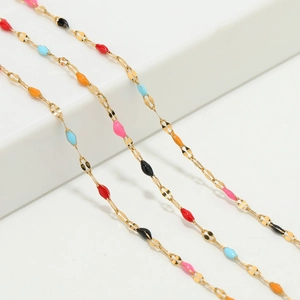 Stainless Steel Colorful Enamel Lip Chain DIY Jewelry Accessory For Necklace Bracelet Anklet Jewelry Making Findings