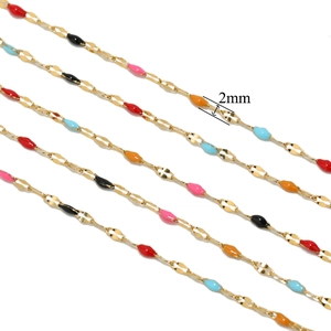 2mm multi-colored enamel flat cross chain DIY stainless steel jewelry components