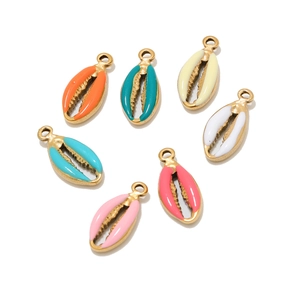 Stainless Steel Shell Pendant Charms For DIY Jewelry Making Gold Plated Enamel Colorful Shell Dangle For Necklace Bracelet Accessories