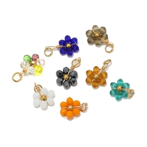 Stainless Steel Acrylic Glass Flower Pendants DIY Jewelry Making Accessories Gold Plated Crystal Charms Pendant Only