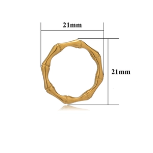 Anello minimalista in acciaio inossidabile dorato a forma di bambù, diametro 21 mm