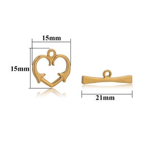 Chiusura a levetta OT a forma di cuore dorato in acciaio inossidabile per gioielli DIY