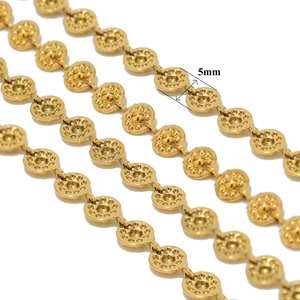 Macro di componenti per catena a disco da 5mm in acciaio inossidabile dorato