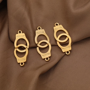 Golden freedom handcuff charm pendants in stainless steel for jewelry making