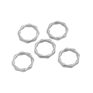 Set di 5 anelli in acciaio inossidabile argento con trama a bambù e design vintage minimal