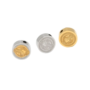 Perles médaille Saint Benoît en acier inoxydable avec trous pour création de bijoux