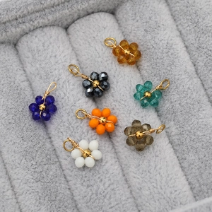 Handmade crystal flower pendants in seven colors for DIY jewelry necklaces and earrings