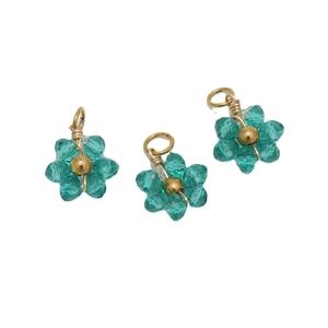 Three colorful crystal flower pendants with gold-plated loops for DIY jewelry making