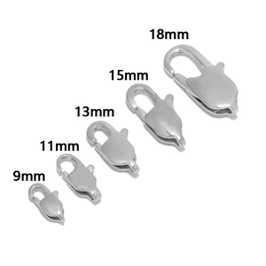 Polished silver lobster clasps in 9mm to 18mm sizes for DIY jewelry making