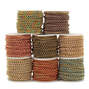 Otto rotoli di catene groumette colorate in acciaio inossidabile per gioielli DIY