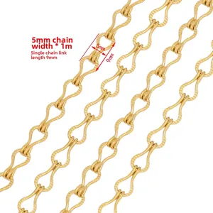 Gouden 5mm roestvrijstalen reliëfketting voor DIY kettingen en maken van sieraden