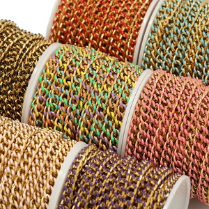 Catena Figaro colorata in smalto e oro per creazione di collane hip-hop e gioielli fai-da-te
