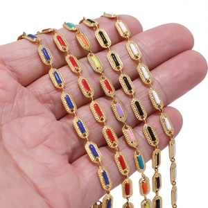 Gekleurde emaille inlay goud roestvrijstalen Cubaanse ketting voor DIY sieraden maken