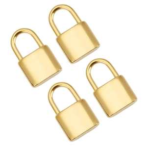 Set de cuatro colgantes de candado dorado pulido de acero inoxidable para joyería DIY