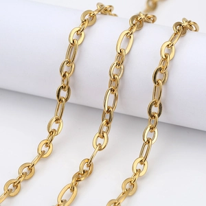 Poliertes 7mm Edelstahl Gliederkette Goldfarben für DIY Schmuckherstellung Halskette