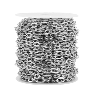 7mm Edelstahl Flachgliederkette auf Rolle für DIY Punk Halsketten Schmuckherstellung