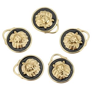 Lot de 5 pendentifs tête de lion vintage en émail noir et or pour création de bijoux
