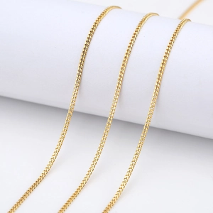 Stainless Steel Curb Link Chain For DIY Jewelry Making Two-Sided Grinding 18K Gold Plated Clavicle Fine Chain Accessory Supply