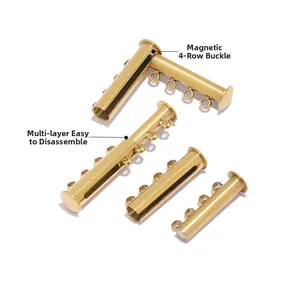 Fermoir magnétique doré pour colliers multi-rangs avec 2, 3 et 4 trous pour création bijoux