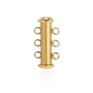 Fermoir tube à glissière doré à 3 rangs pour colliers et bijoux multicouches
