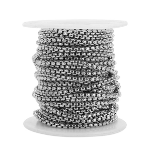 Roll of 3mm silver stainless steel box chain for DIY men jewelry making accessory