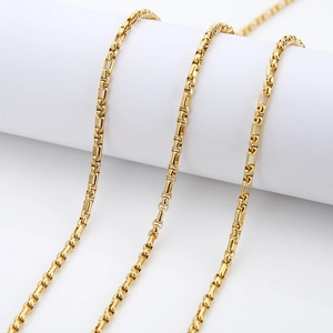 Dettaglio catena box 3:1 dorata 3mm per creazione gioielli placcati oro 18k