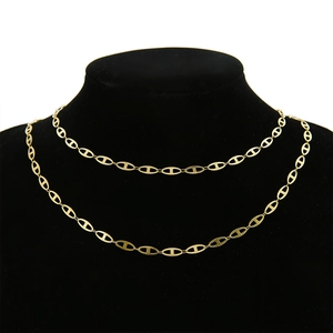 4mm 18k gold vacuum plated stainless steel coffee bean link chain for DIY jewelry