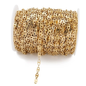 4mm 18k gold plated stainless steel pig nose anchor chain on a spool for DIY jewelry