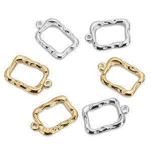 Hammered texture stainless steel rectangular jewelry pendants in gold and silver finish