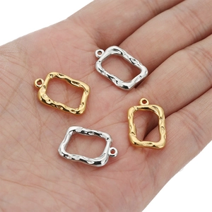 Textured square hollow pendant in gold and silver finish for DIY jewelry making