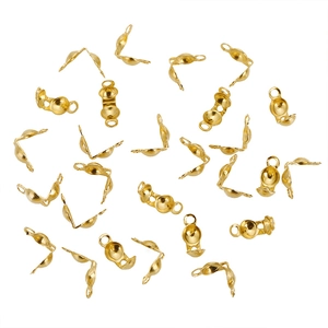 Golden vacuum plated stainless steel clamshell bead tips for DIY jewelry making