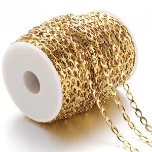 5mm vacuum gold plated stainless steel hollow chain on spool for DIY jewelry making