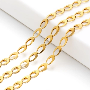 Stainless Steel Hollow Water Drop Chain DIY Jewelry Making Necklace Bracelet Link Chain Accessory Gold Silver Color