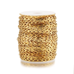 Close-up of 5mm wide gold hollow chain roll for DIY jewelry making and garment accessories