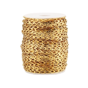 5mm vacuum plated gold stainless steel hollow chain on a white spool for DIY jewelry