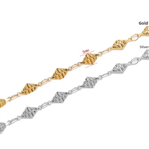 Chaîne à losanges évidés de 5mm en or et acier pour création de bijoux DIY