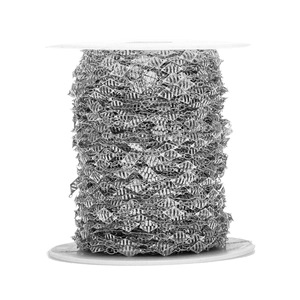 5mm silver hollow diamond-shaped link chain on a white spool for DIY jewelry making