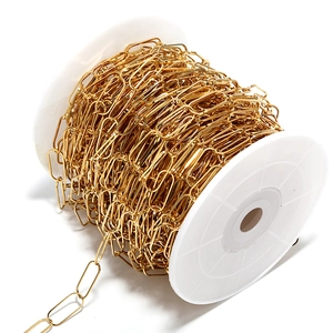 Carrete de cadena de clip de 8mm en acero inoxidable dorado para joyería y accesorios