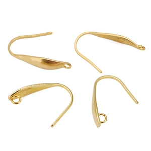 Polished 18k gold-plated S925 sterling silver ear hooks with closed loops for DIY jewelry