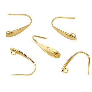 Macro detail of 316L stainless steel gold ear hooks for DIY jewelry making