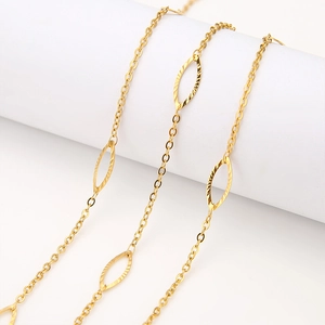 Αλυσίδα ματιών 6mm από ανοξείδωτο ατσάλι 18k με ανάγλυφους οβάλ συνδέσμους