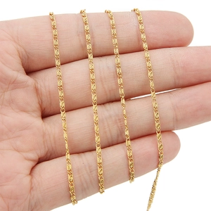 2mm 18K gold-plated stainless steel twisted link chain necklace with a glossy metallic finish