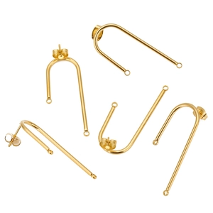 Detailansicht der 18k vergoldeten U-förmigen Edelstahl-Ohrring-Komponenten für DIY-Schmuck