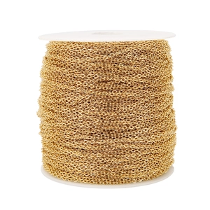 DIY 18k gold plated stainless steel cable chain on a white plastic spool