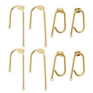 Poliertes 18k Gold vakuumplattiertes U-förmiges Edelstahl Ohrring DIY Zubehör Set