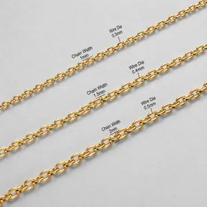 Three sizes of 18k gold plated stainless steel O-chains for DIY jewelry making