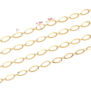 4,5 mm gouden roestvrijstalen ovale schakelketting met 9x4,5 mm holle schakels voor DIY sieraden