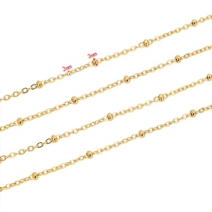 2mm 18k gold plated stainless steel bead cable chain necklace for DIY jewelry making